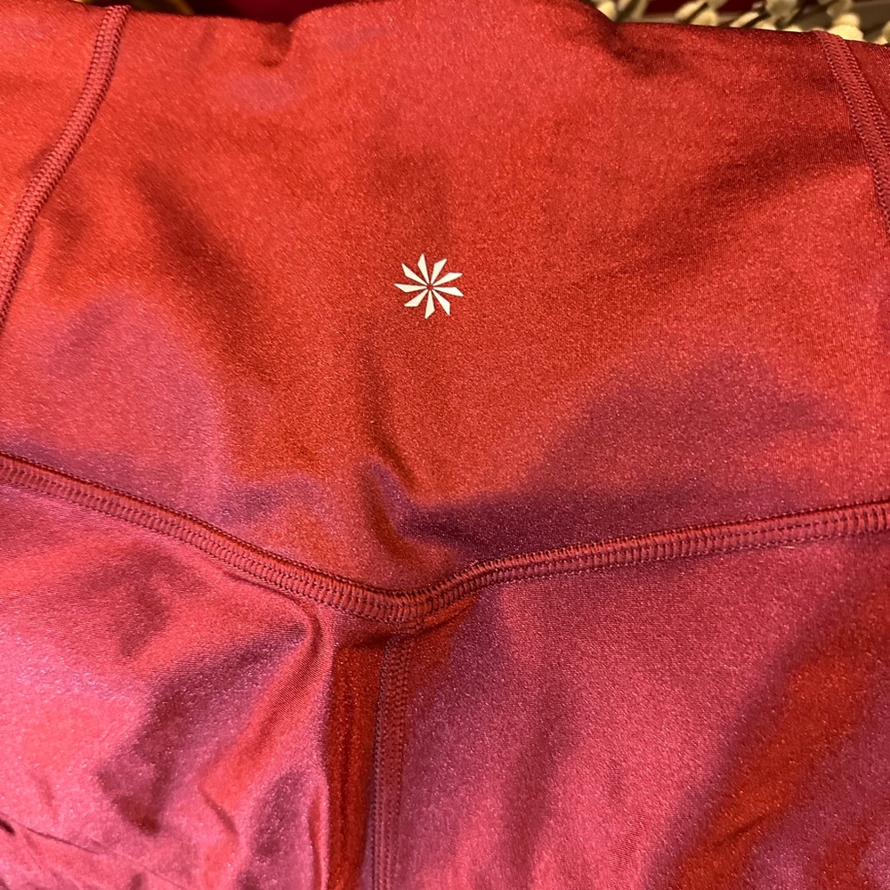 Athleta red shimmery leggings